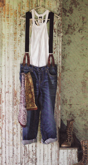 Jeans with suspenders